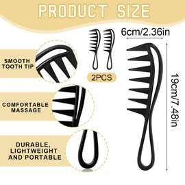 LAKJUOZ Curl Comb Pack of 2 Strands Comb Wide Tooth Comb Shark Tooth Comb For Rurly Hair Afro Comb Antistatic Comb For Home Salon Hairdressing Comb For Various Types of Hair Hair Comb