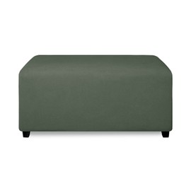 PureFit - Funda otomana rectangular súper elástica para taburete de pie y muebles de almacenamiento plegables para sala de estar con parte inferior elástica antideslizante (pequeña, verde grisáceo)