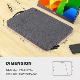 15.6 Inch Portable Monitor Case, Protective Carrying Sleeve for ForHelp KYY MNN ARZOPA InnoView VILVA Zenscreen COOLHOOD ViewSonic HotYeah UPERFECT KOORUI QQH 15.6" Portable Monitor Computer Bag,Gray