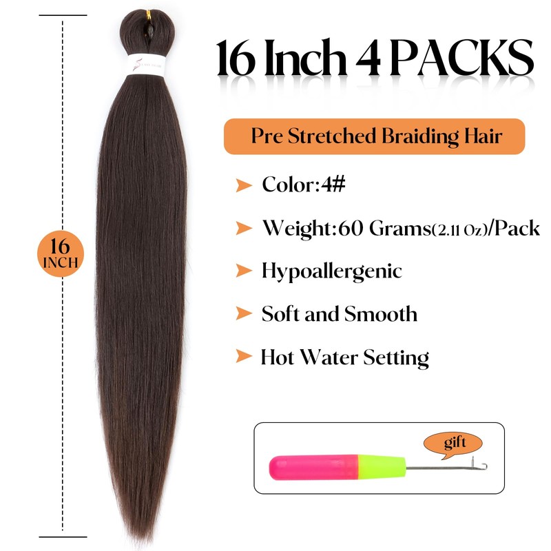 IIFLYDSFA Dark Brown Braiding Hair Pre Stretched for Boho Braids