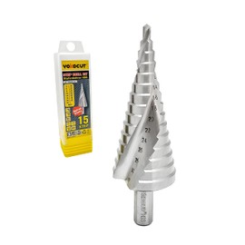 TurboLine Step Drill Bit Made of HSS Steel - [15 Steps | Diameter 4-32 mm] - Taper Drill, Peeling Drill, Metal, Hole Drill, Sheet Metal Drill, Plastic Drill, Step Drill for Metal, Metal Drill, Step