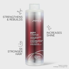 Joico Defy Damage Shampoo Protector | Para Cabello Teñido | Fortalece los Enlaces y Preserva el Color | Con Aceite de Semilla de Moringa y Arginina