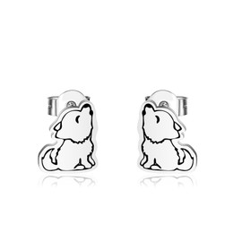 CHOORO Tiny Howling Wolf Earrings Animal Earrings Wolf Jewelry Gift For Her (Wolf studs-CA)