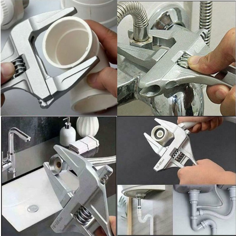 Adjustable Spanner Wrench, Wide Opening Jaws Spanner, Heavy Duty Aluminum