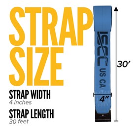 US Cargo Control Winch Straps 4" x 30' (4-Pack), 5,400 LBS Working Load Limit, Heavy Duty Flatbed Tie Downs with Flat Hooks, Blue 4 Inch Straps for Flatbed Trailers, Trucks, and Cargo Securement
