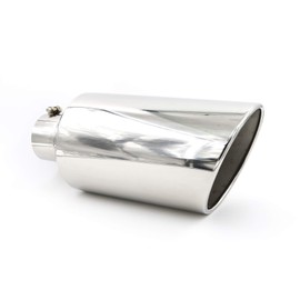RP Remarkable Power, 4" Inlet 8" Outlet 18" Long Exhaust Tip, Bolt on Design Truck Tail Polished, Rolled Angle Cut