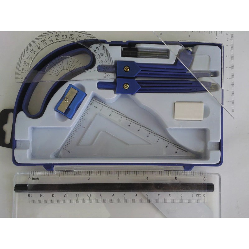 EClips 10 Piece Compass Protractor Triangle Ruler Set Math Drafting