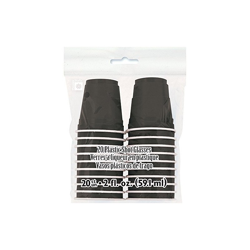 Black Disposable Plastic Shot Glasses - 2oz, 20 Pieces |