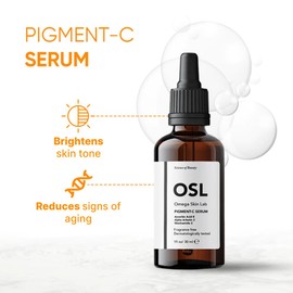 OSL Omega Skin Lab OSL Pigment-C Serum 30 ml: Freundliches Gesichtsserum mit aufhellendem Serum zur Aufhellung von Hautunreinheiten, angereichert mit 8% Ascorbinsäure, 2% Alpha-Arbutin und 2% Niaci