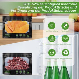 Reusable Storage Bags with Labels, Airtight Storage Bags with Odour Control + UV Protection, Bag with Integrated Moisture Control (58-62%), 20 x 15 cm, Pack of 10 for 30 g