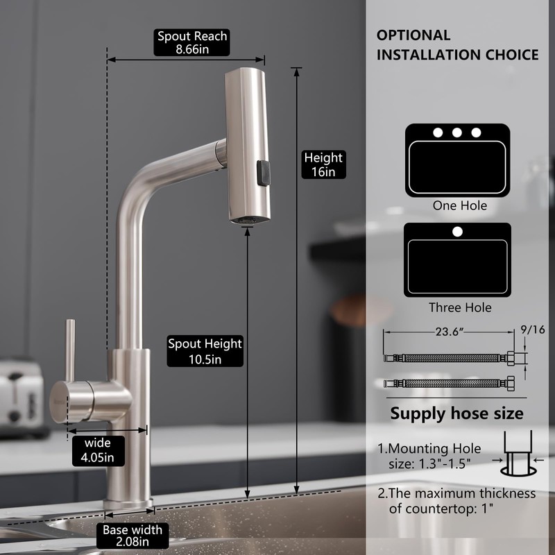 AIMADI Waterfall Kitchen Faucet with Pull Down Sprayer, Modern Single