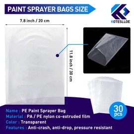 Paint Sprayer Parts, 30 Pcs Paint Sprayer Bags, 7.8'' X 11.8'' Sprayer Cup Liners, Transparent Spray Gun Cup Canister Liners for Wagner Paint Sprayer