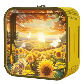 3D Wooden Puzzle Night Light,DIY 3D Puzzles for Adults with Touch Night Light, New Year Gifts, Birthday Gifts for Teen, Desk Decor for DIY Puzzle Lovers, Men and Women (Sunflower)