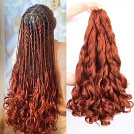 French Curly Braiding Hair Ginger 22 Inch 8 Packs Pre Stretched Spanish Curly Braiding Hair for Goddess Braids Curly Ends French Curl Crochet Braids Hair Extensions(22 Inch/Pack of 8, 350)