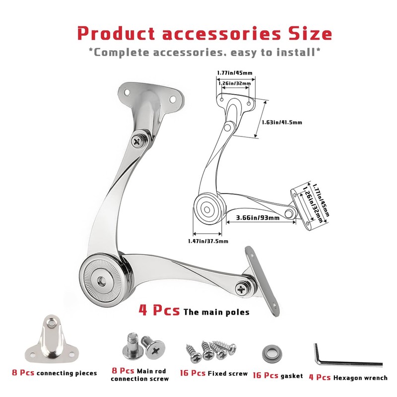4 Pcs Heavy Duty Soft Close Lid Support Hinges -