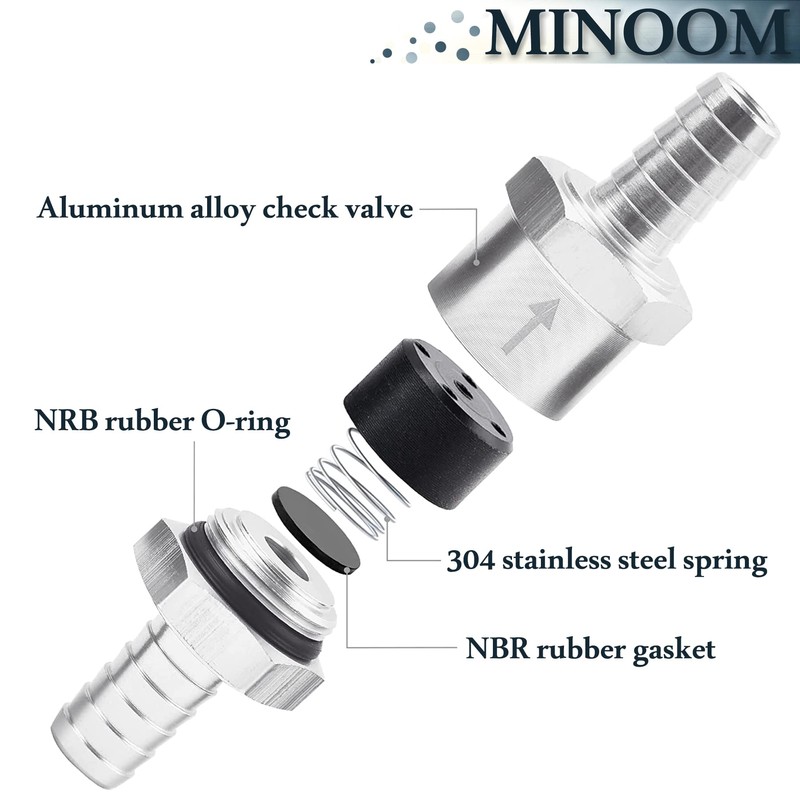 MINOOM Fuel Check Valve One Way Inline Non Return Diesel