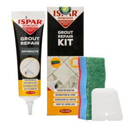 Grout Repair Kit – Anthracite Grout Filler 14oz Pre-Mixed Tube, Fast Drying Tile Grout for Bathroom, Shower, Kitchen, Floor Tiles – Includes Spatula & Sponge