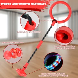 Generisch Ankle Skip Ball, Children's Flashing Jump Ring, Swing Wheel with Light Wheel, Glowing Jumping Ball, Jumping Ball Children, Foldable Flash Jumping Ball, Outdoor Bouncing Game (Red)