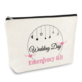 Wedding Day Emergency Kit for Bridal Bridesmaid Makeup Bag Bridal Shower Gift Travel Cosmetic Pouch Bride to Be Gift Maid of Honor Gifts Best Friend Bestie Gift Bachelorette Party Gifts Cosmetic Bag