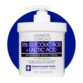 Advanced Clinicals- Loción corporal hidratante para el cuidado de la piel con 10% de ácido glicólico y ácido láctico | AHA Exfoliating KP Bump Eraser 