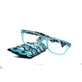 Monet, Premium Reading Glasses High End Reader Glass +1 +1.25 +1.50 +1.75 +2.00 to +3 Magnifying Glasses, Light Blue, Square. Optical Frames