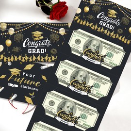2026 Graduation Money Holder Graduation Gifts, Grad Money Envelope Surprise Card For Cash Gifts, Black Gold Grad Money Cards For Graduates, Men & Women