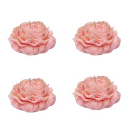 4 Pcs Low Temperature Candles 3.1 * 3.1 * 1.6inch Rose Shape, Gold-Plated Color, Lavender, Bulgarian Rose, Cherry Blossom Scent Romantic Wax Play Candles(4 Packs Gilded Pink)