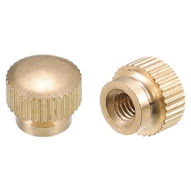 sourcing map Knurled Thumb Nuts, 10pcs M4 x D9.5mm x H8mm Brass Knurled Nut with Collar High Head Blind Hole Knurled Thumb Nuts for 3D Printer Parts