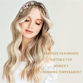 Coridy Baroque Headband Rhinestone Flower Head Bands pearl flower headbands beef hair accessories for women