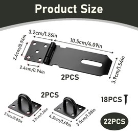 2 Pcs 4 Inch Padlock Hasp, Hasp and Staple with Screws, Shed Door Latch Stainless Steel Hasps, Heavy Duty Padlock Catch for Garden Gates, Cabinets, Pet Cage, Locker, Toolbox, Windows, Garages (Black)