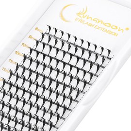 Lunamoon Prefabricated Fan Eyelashes, 10D Fan Eyelashes, 800 Fans Volume, Premade Fans, Ready-to-Use Eyelash Extensions, Volume Eyelashes, 0.07 D Curl, 8-15 mm (Spire-0.07-D, 8-15 mm)