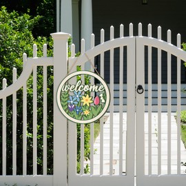 ANHUIB Spring Welcome Sign,Welcome Signs Front Door,Flower Welcome Wall Art,Garden Wooden Wall Art Decor,Home Decoration for Outdoor Porch Garden Gate Hanger,Farmhouse Decor,House Signs for Outside