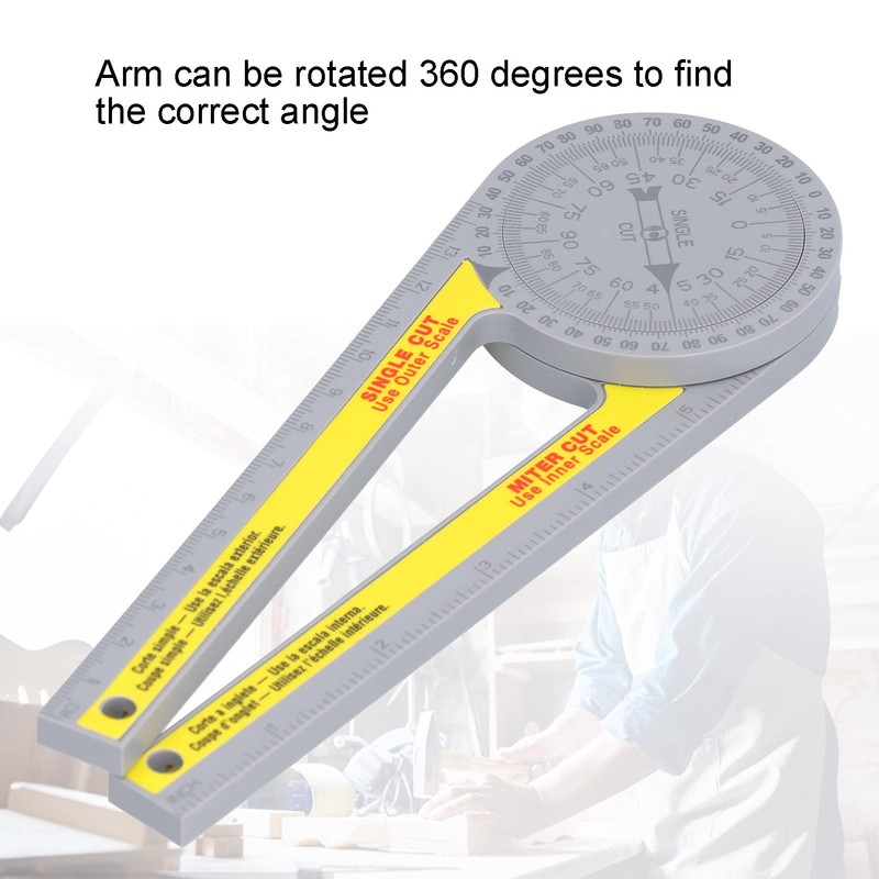 Walfront Miter Saw Protractor Portable 360 Degree Plastic Pusher Angle