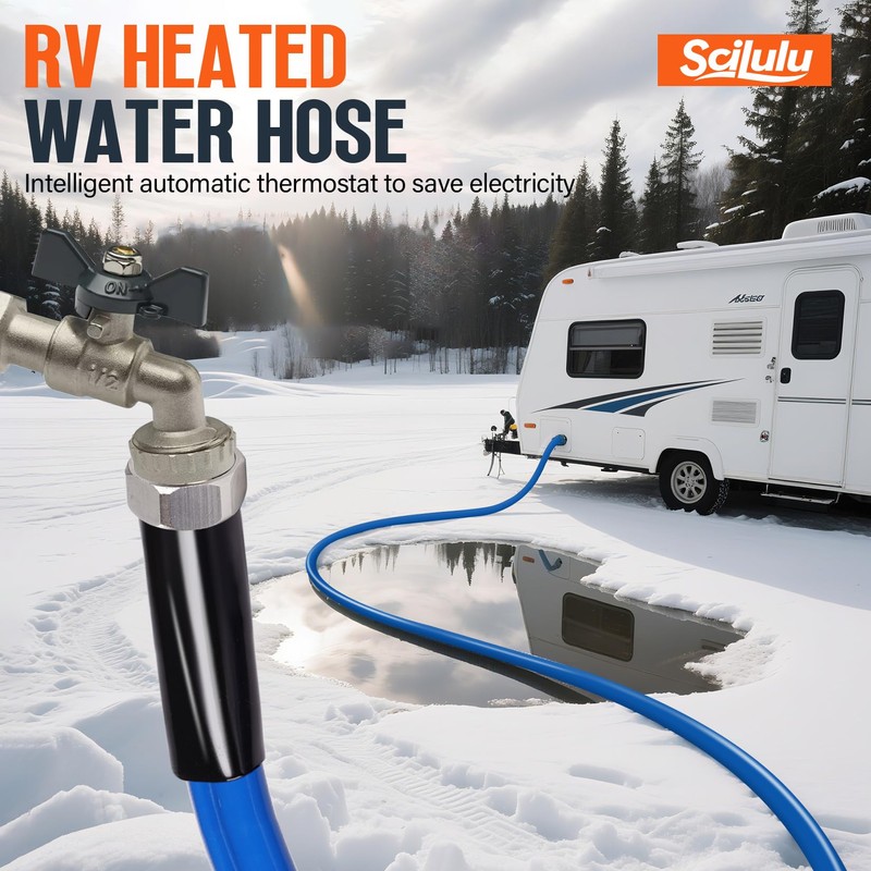 Scilulu 15FT Heated Water Hose for RV, Freeze Protection to
