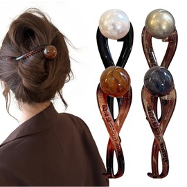 4 Pieces Pearl Banana Clip,Elegant Hair Clips for Women,Vintage Hair Clips,French Twist Hair Clip,Suitable for Different Hair Types,Fashion Hair Accessories for Women and Girls