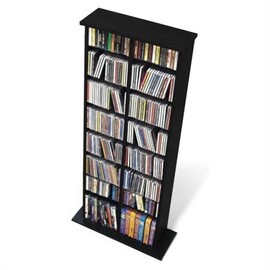 Hawthorne Collections 51" Double Slim Wall Media Storage Rack in Black