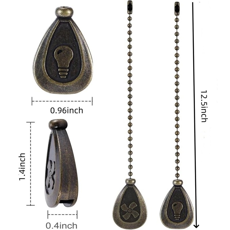 4 Pack Bronzed Ceiling Fan Pull Chain Extension, 12.5 Inches