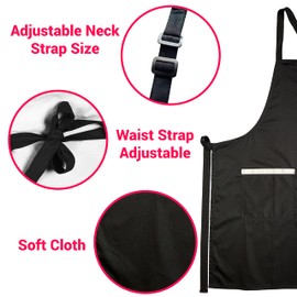 S&S UKessentials Cotton aprons for men adjustable neck Bib large 3 pockets professional unisex apron for Chef MasterChef woman Cooking Kitchen Home and Restaurant BBQ (Black, Regular)