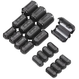 20 Pieces Clip-on Ferrite Ring Core RFI EMI Noise Suppressor Cable Clip for 3mm/ 5mm/ 7mm/ 9mm/ 13mm Diameter Cable, Black