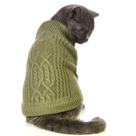 Jnancun Cat Sweater Keep Your Pets Cozy, 16 Color Turtleneck Knitted Sleeveless Cat Clothes, Winter Outfits for Cats & Small Dogs During Cold Seasons (Olive Green, X-Small)