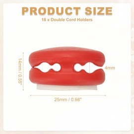 PATIKIL 18 Stück Doppelkabelhalter, Mini-Kabel-Clips, Kabel-Management-Clip, Kabel-Organizer für Schreibtisch, Nachttisch, Zuhause, Büro, Wohnmobile, Auto, Rot