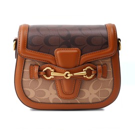Women's Small Crossbody Bags with Golden Buckle Artificial Leather Purse Handbag in Fashionable Design (dark brown)
