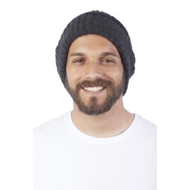 RAYMIS Alpaca Wool Beanie Hat | Warm, Reversible & Soft for Winter Watch Cap Unisex | for Men and Women of 100% Alpaca Knit (Black/Charcoal)