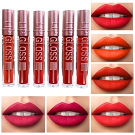 Set 6 Labiales Alta Pigmentacion Matte Gama de Rojos Maquillaje Labiales Liquidos Larga Duracion Lipsticks Lip Bálsamo Labial Juego Pinta Labios Resistente al Agua
