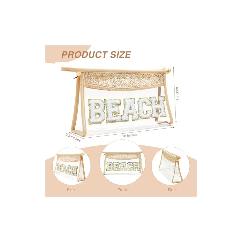 Bolsa de maquillaje con letra de chenilla con purpurina, capacidad