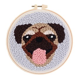 Punch Needle Kit Rug Set Embroidery Kits for Adults Beginner Starter Kits with Pattern Instruction Yarn Adjustable Pen Hoop for Rug Hooking DIY Tools Set(Pug)