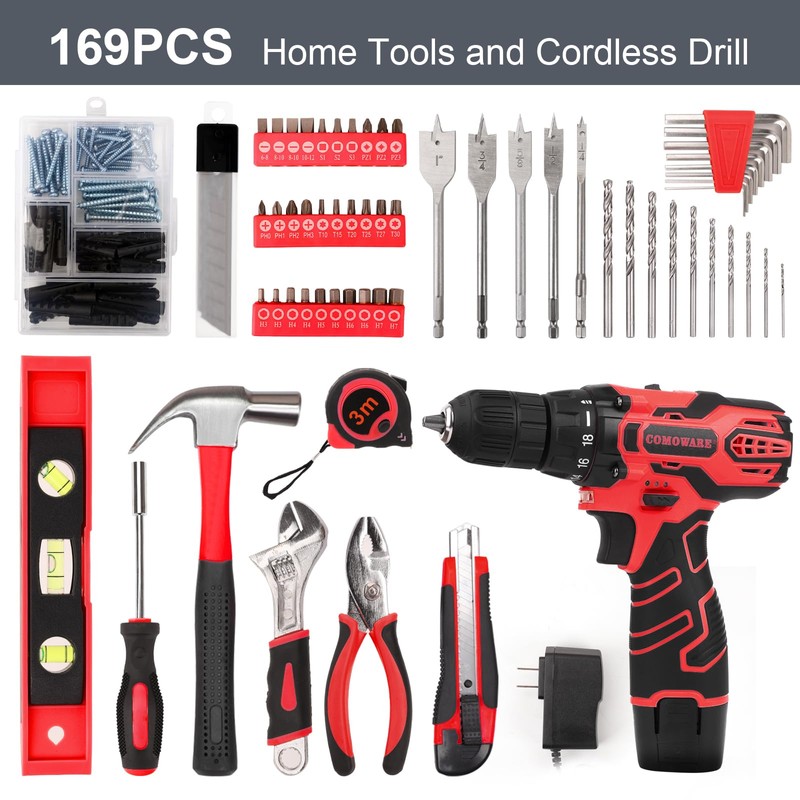 COMOWARE 12V Power Cordless Drill Home Tool Kit, Tool Drill
