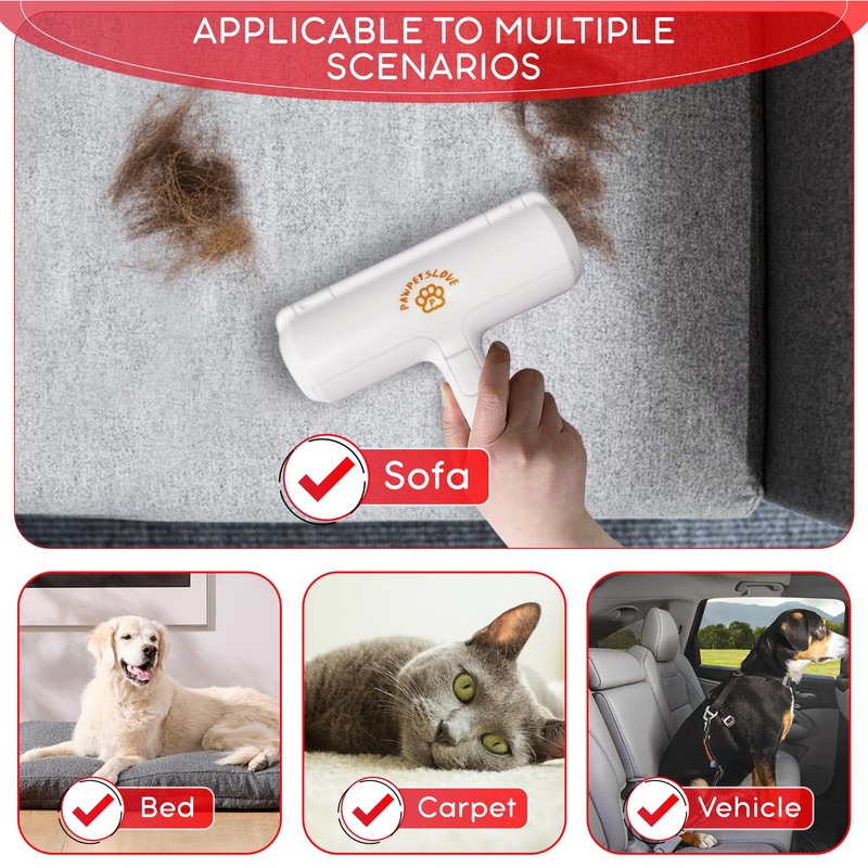 PawPetsLove Fur Fighter Multi-Surface Hair Removal Tool (Red)