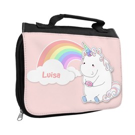 Toiletry Bag with Names Luisa and Sweet Design with Unicorn Name with Donut and Rainbow for Girls | Wash Bag | Wash Bag for Children