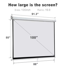 SEGAWE 100" Big Projector Screen 16:9 Projection HD Home Theater Portable Movie Screen